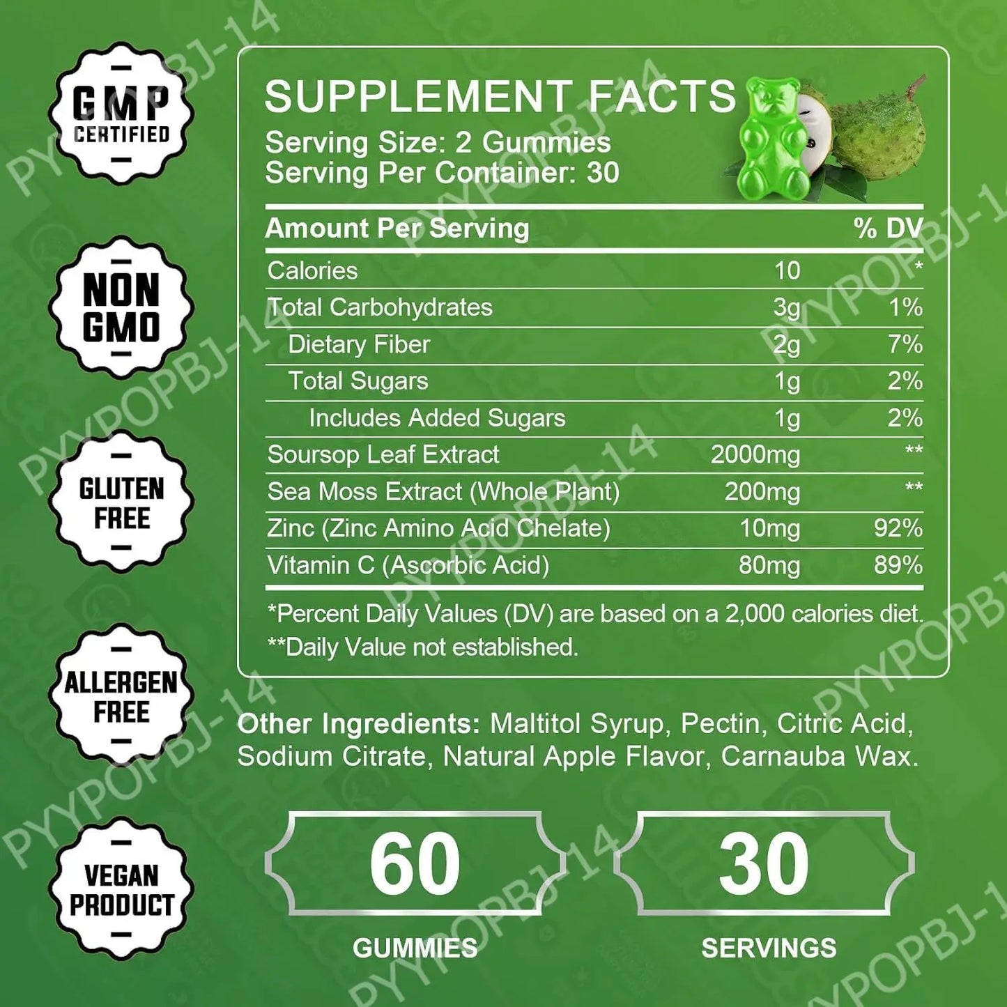 Soursop Graviola Gummies with Sea Moss & Vitamin C | Immune Support