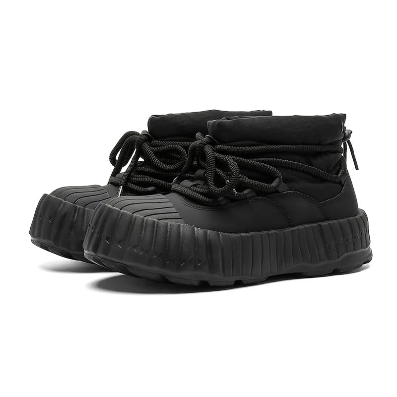 Men's Warm Split Leather Snow Boots | Cozy Winter Ankle Shoes