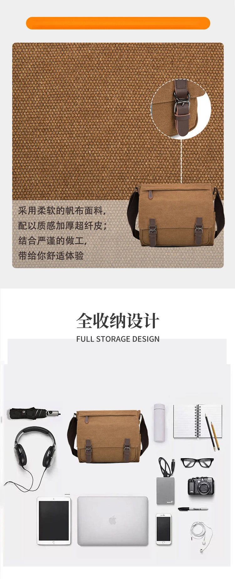 Bolso cruzado de lona unisex moderno | Elegante bolso para portátil de estudiante