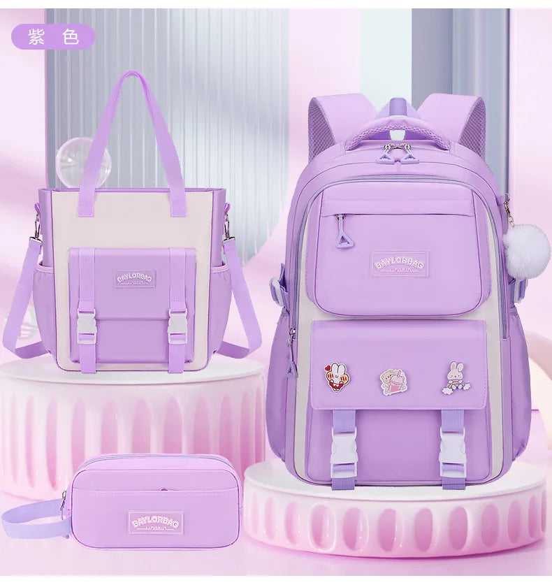 3-Piece Large-Capacity Children's Backpack for Middle School