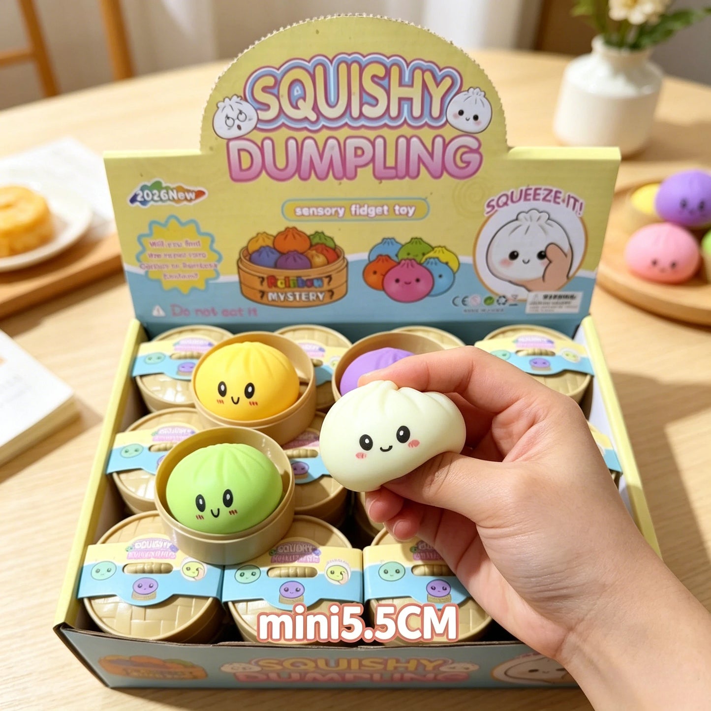 Kawaii 5.5cm Mini Dumpling Squishy Toy Cute Steamed Bun Soft Mochi Fidget Anti Stress Sensory Hand Toys  Party Gift Novelty