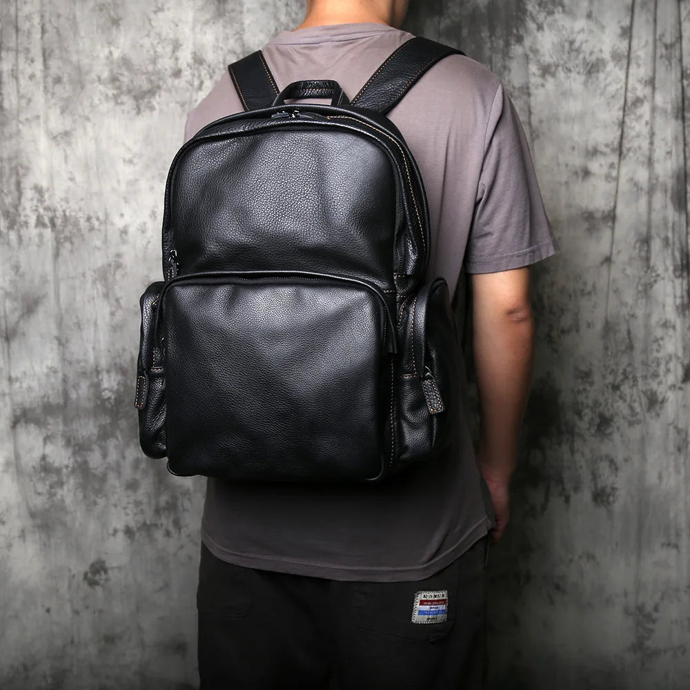 Stylish Leather Men's Backpack for Travel & School | 16-Inch Laptop Bag
