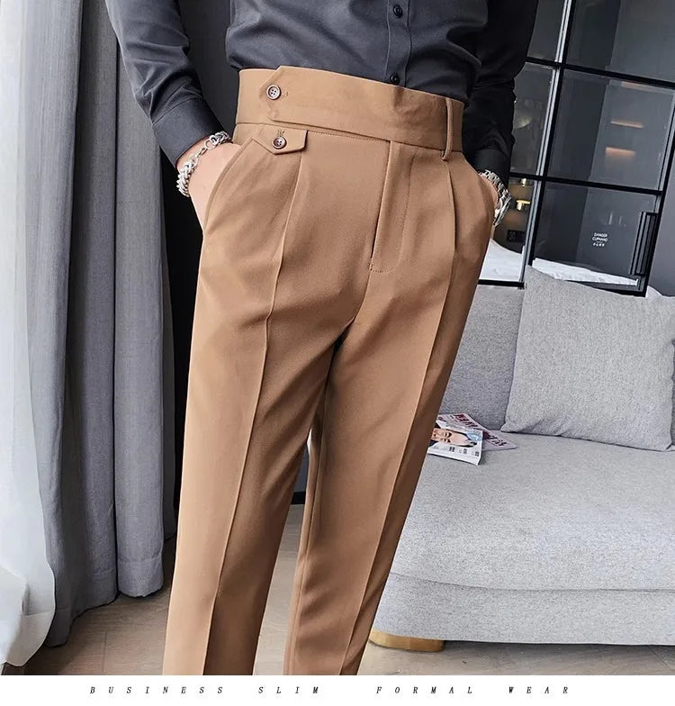 Men's High Waist Slim Fit Suit Pants | Smart Casual Fashion