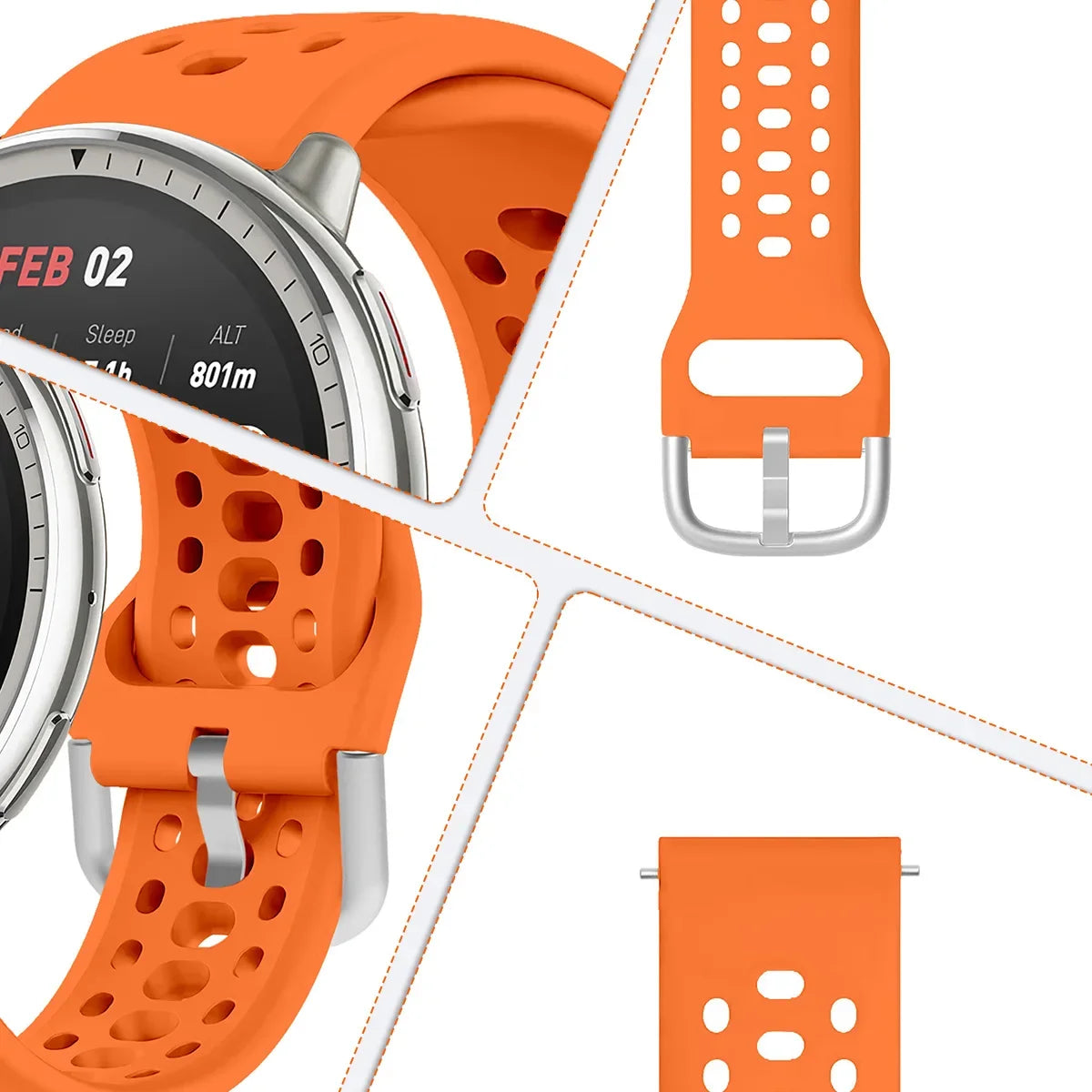 20mm Silicone Sport Watch Strap | Breathable Replacement Band