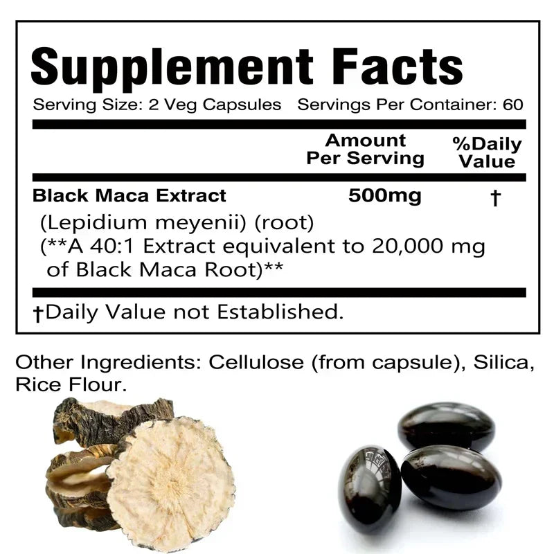Black Maca Root Capsules | Enhance Energy & Reproductive Health