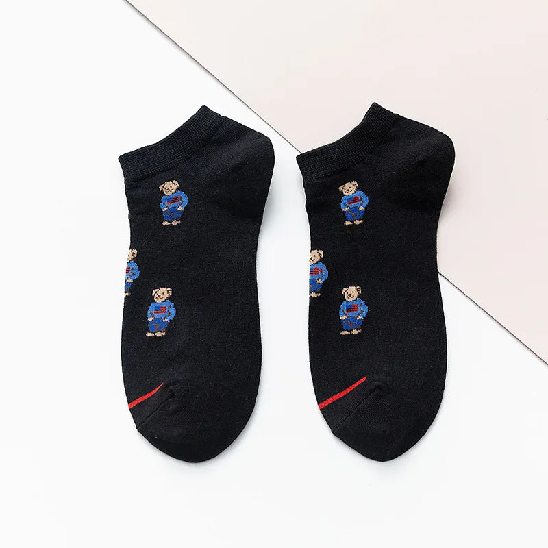 Men's Cartoon Bear Ankle Socks | Fun & Stylish Footwear