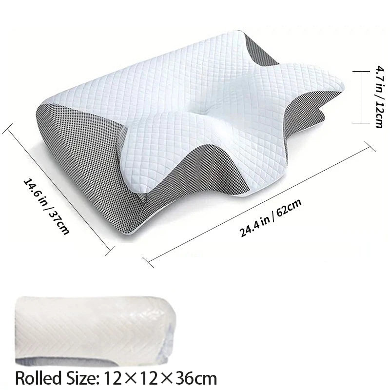 Ergonomic Memory Foam Cervical Orthopedic Pillow 2 in 1 Contour Neck Support Pillow for Neck Pain Relief 1 pc