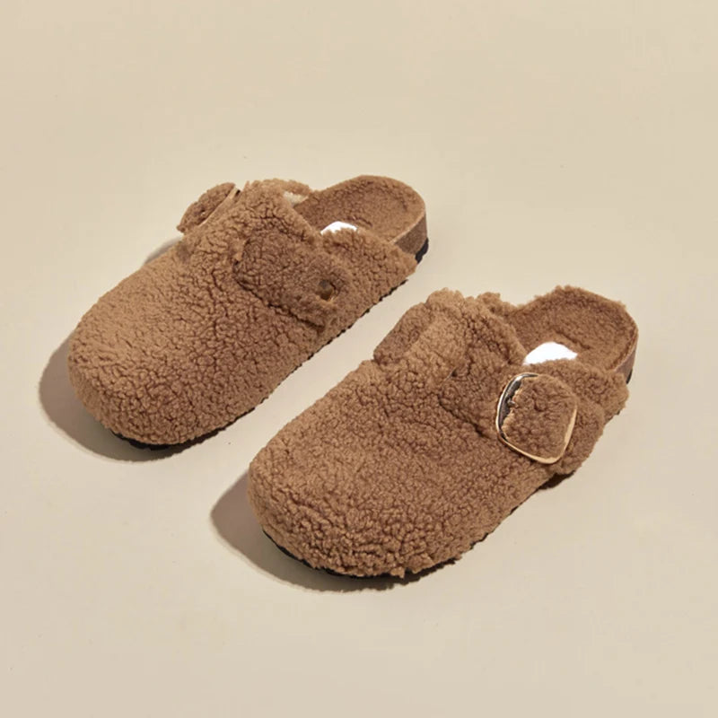 Women's Warm Faux Lamb Wool Mules Slippers for Ultimate Comfort