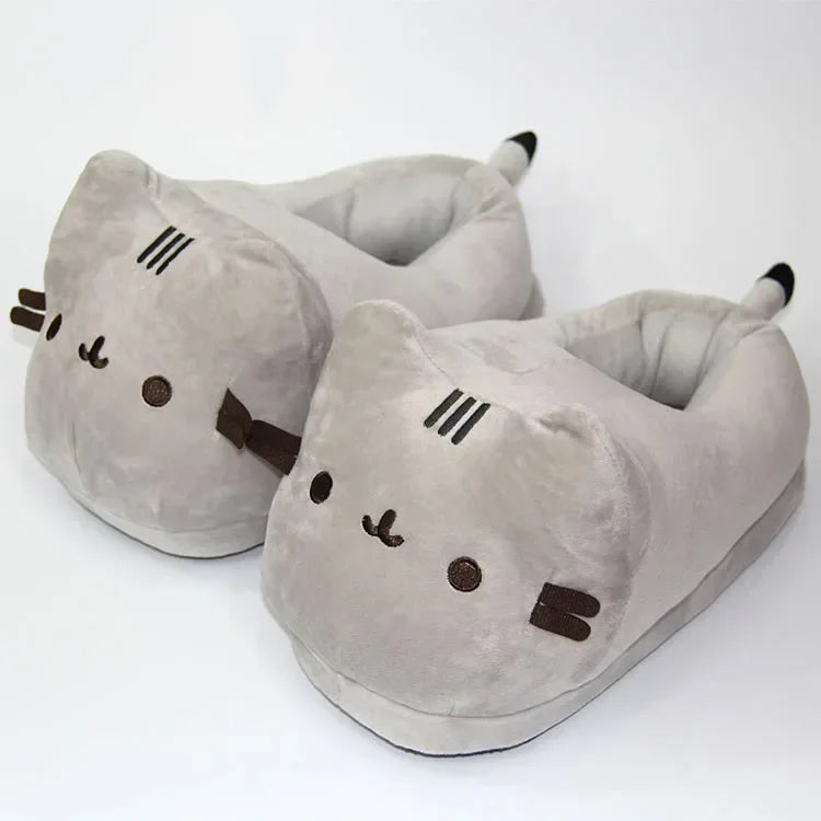 Cartoon Cat Plush Slippers | Cozy Anime Indoor Winter Shoes