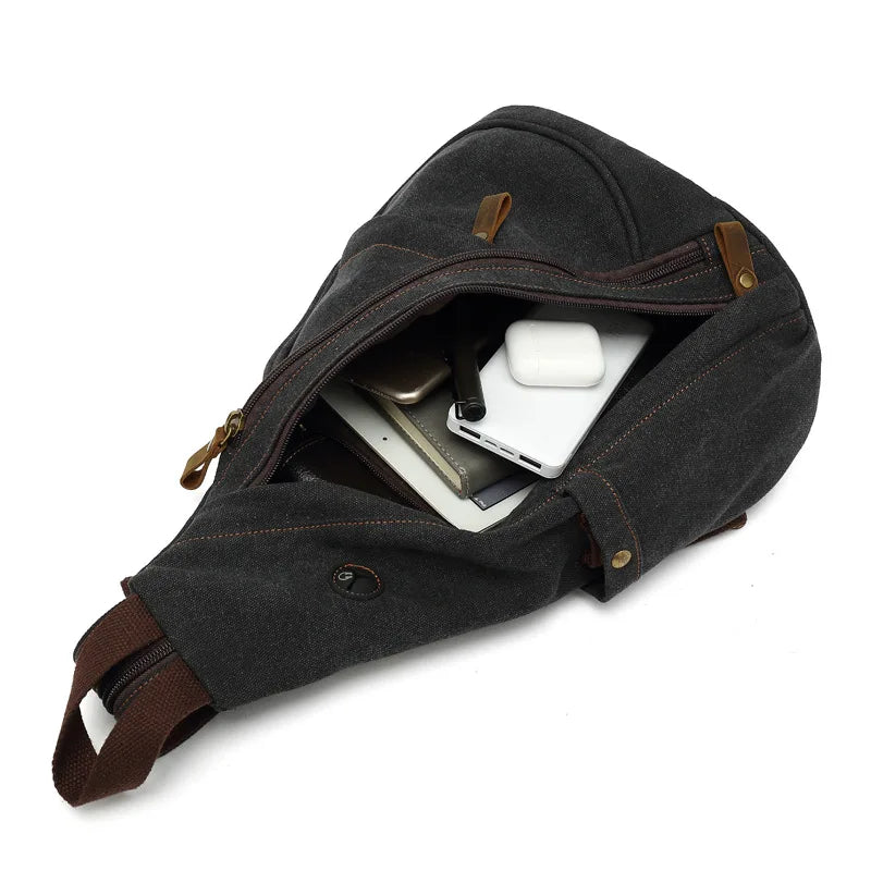 Versatile Men's Canvas Chest Bag | Large Capacity Messenger Bag