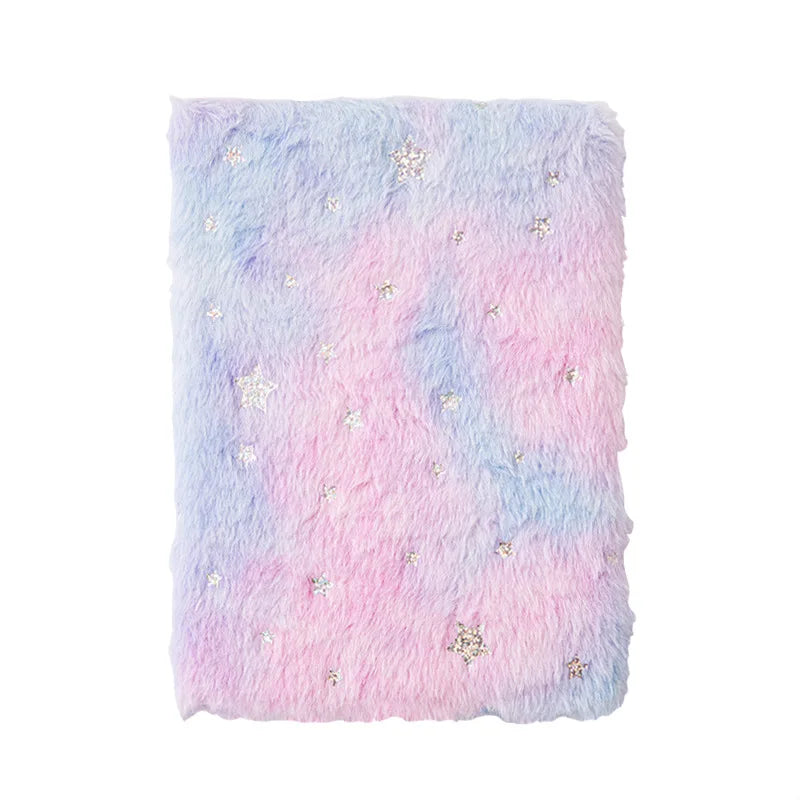 Dreamy Gradient Plush Cover Notebook | Cute Journal for Students