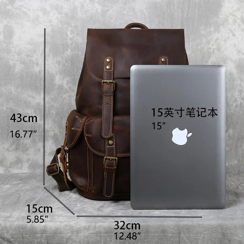 Retro Leather Men's Backpack | Spacious Travel & School Bag