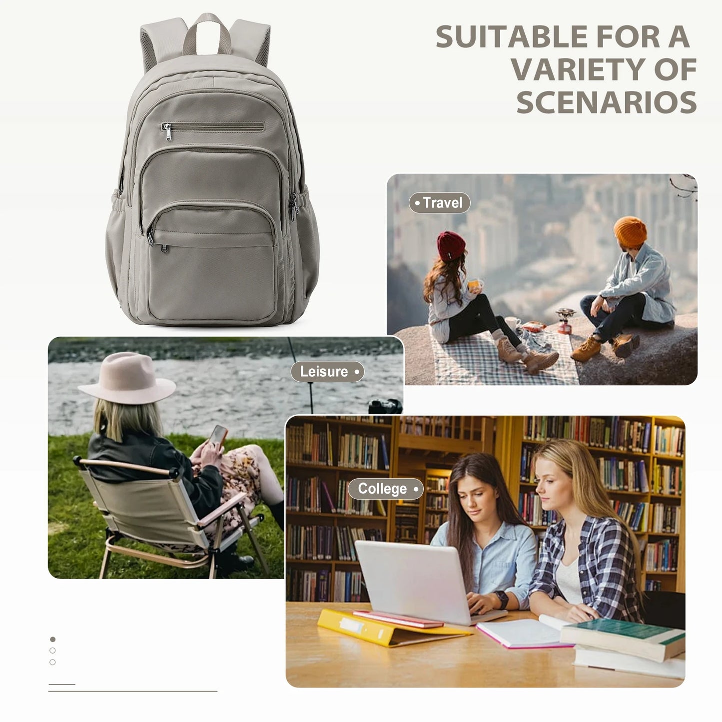 Versatile Casual Backpack for School and Travel | Multi-Pocket Design