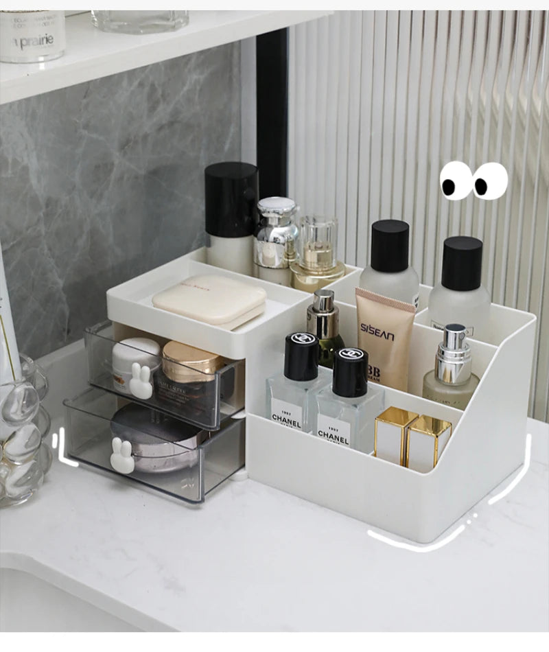 Clear Desktop Cosmetics Storage Box | Stylish Organizer & Rack