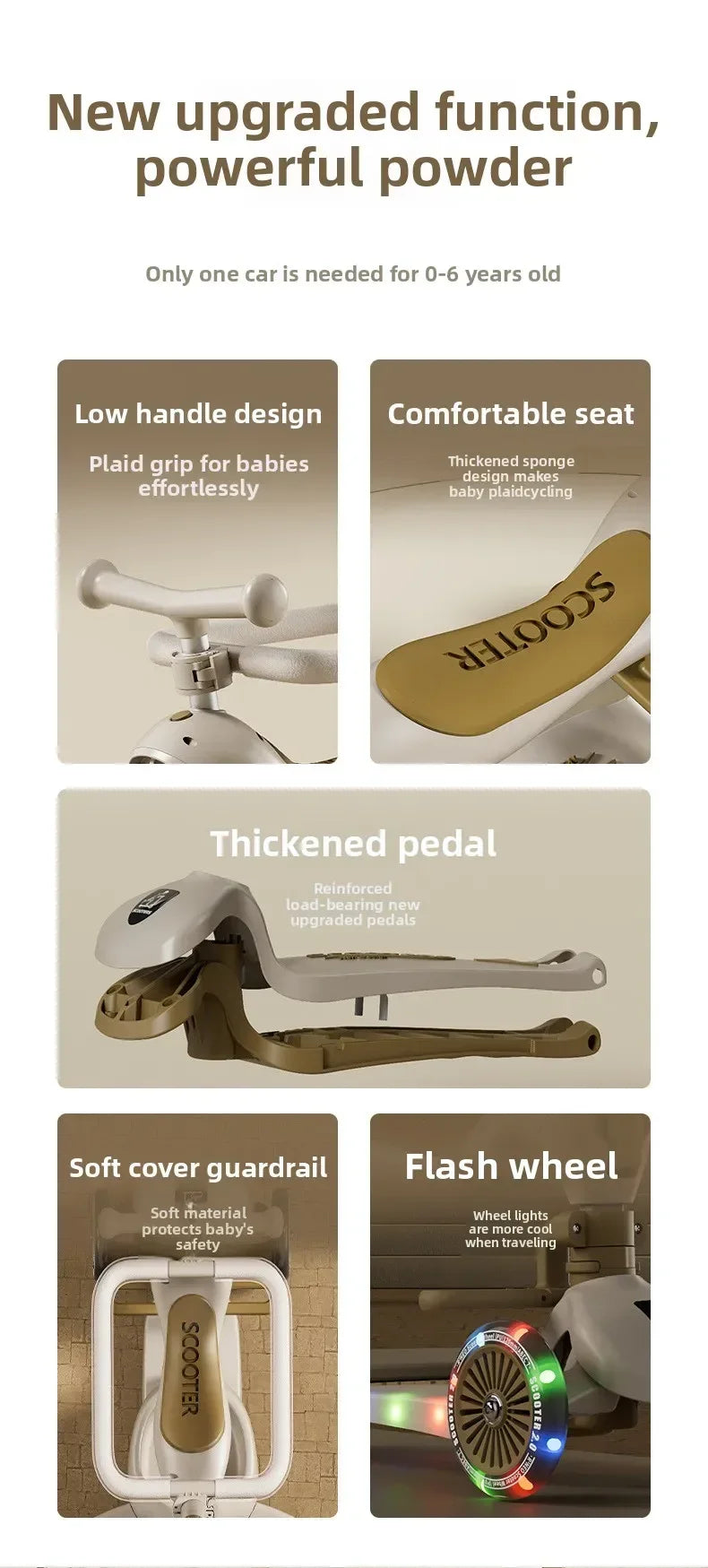 Foldable 3-Wheel Kids Scooter | Portable Musical Fun for Children