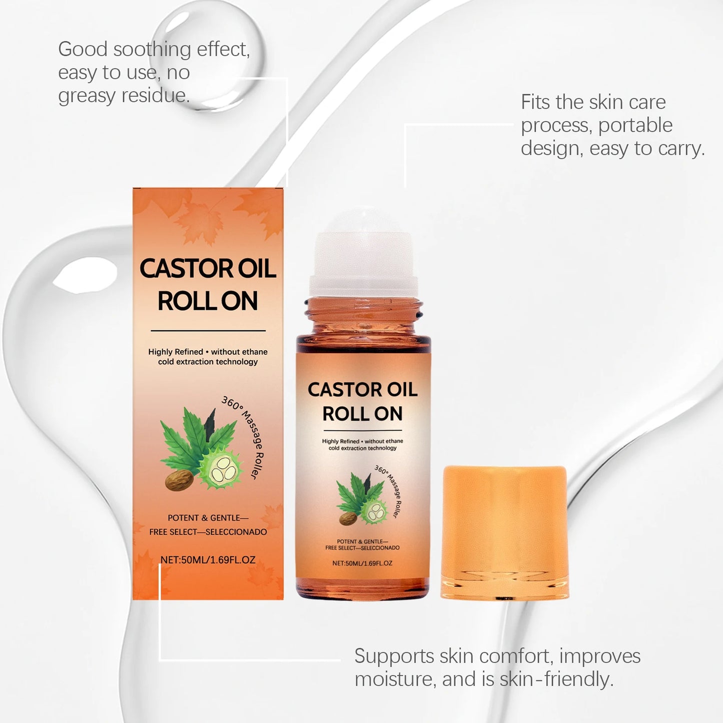 Castor Oil Care Roller Ball | Nourishing Hydration for Dry Skin