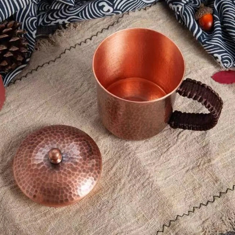 Vintage Pure Copper Coffee Cup with Lid | Moscow Mule Tumbler