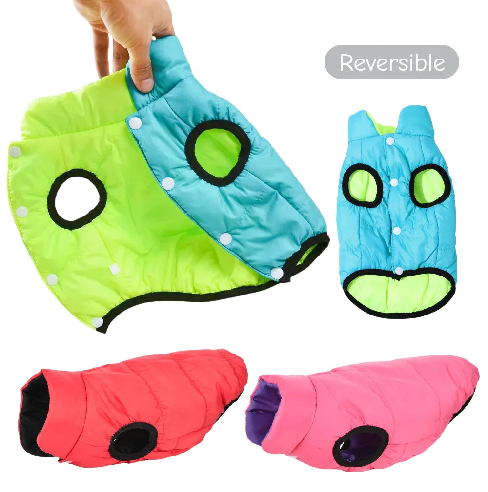 Chaqueta reversible de invierno para mascotas | Chaleco cálido y cortavientos para mascotas