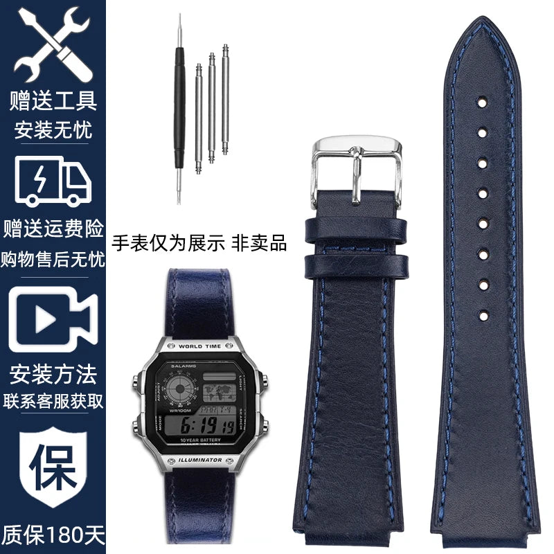 Retro Genuine Leather Watchband | Vintage Men's Bracelet 18MM