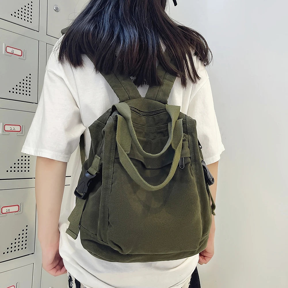 Vintage Canvas Backpack for Women | Stylish School Bag