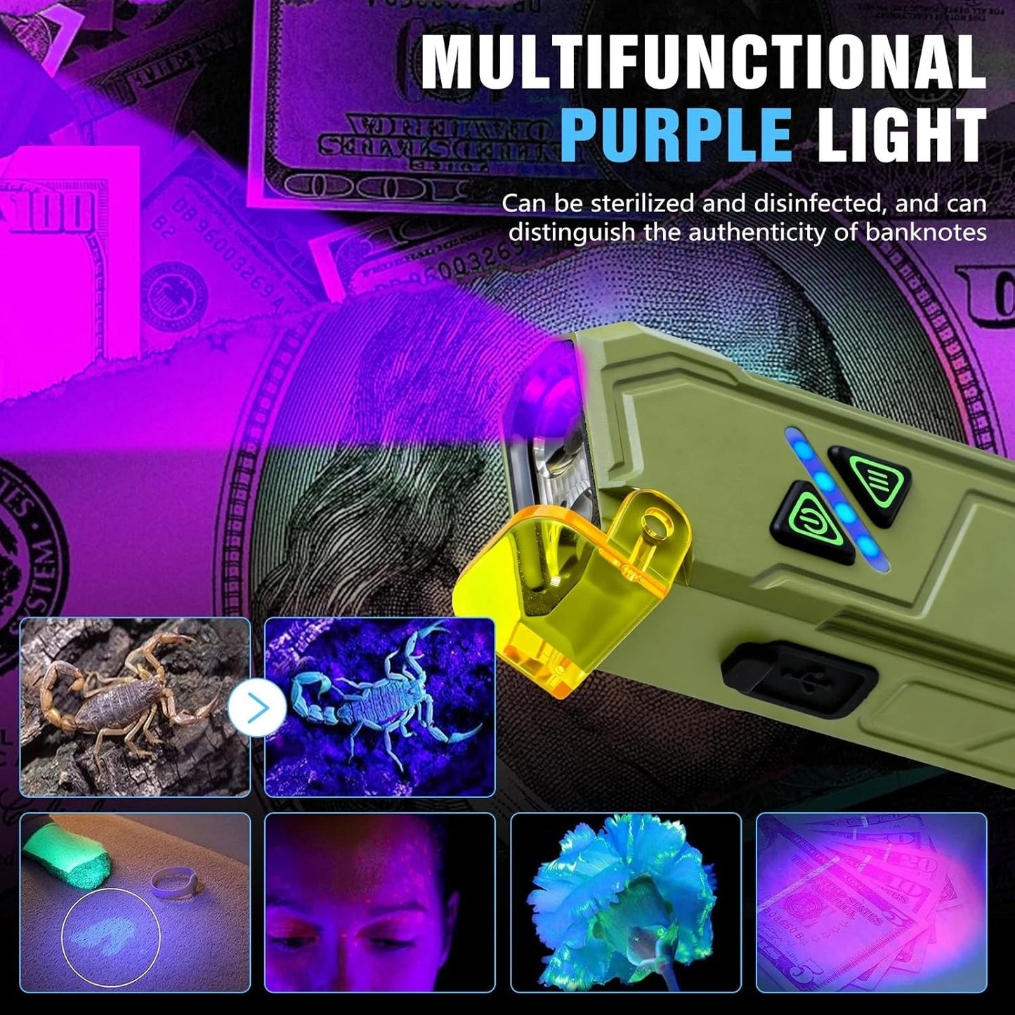 1000 Lumens RGB LED Flashlight | Rechargeable Magnetic Pocket Light