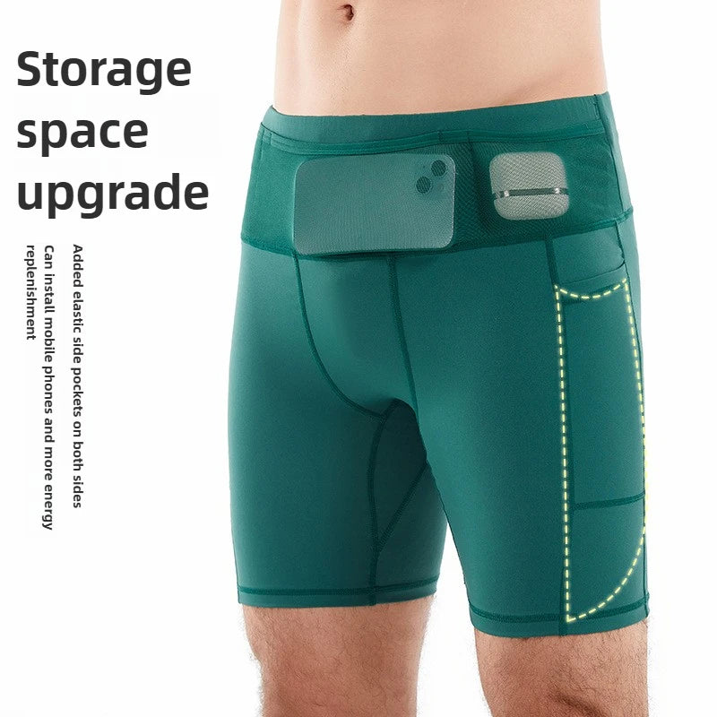 Quarter Length Compression Running Shorts with Multi-Pockets