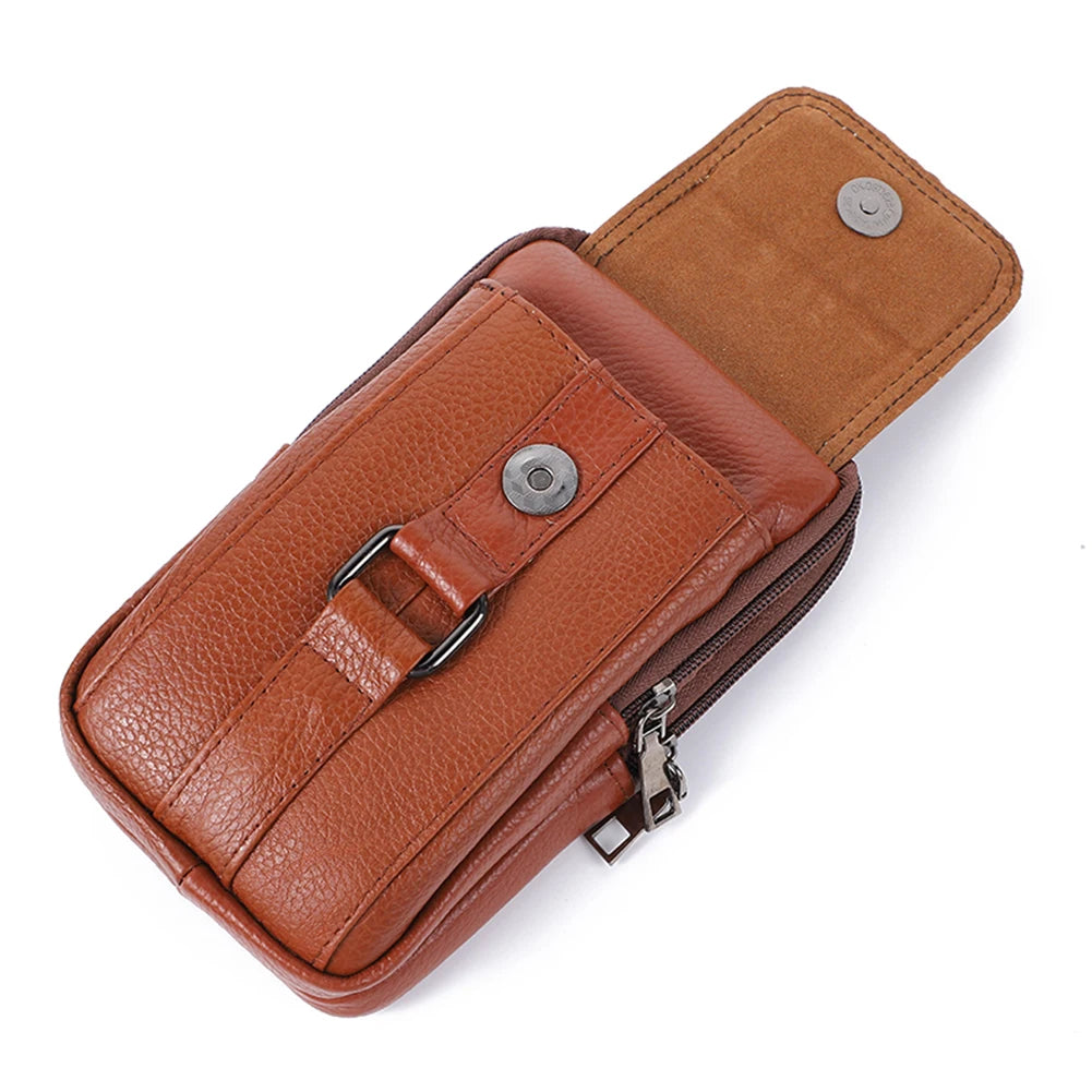 Portable Men Messenger Bags | Stylish Cowhide Leather Waist Pack