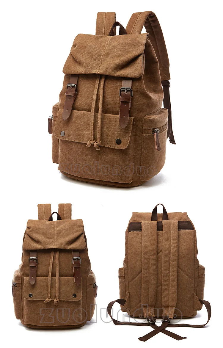 Vintage Canvas Laptop Backpack for School & Travel | Anti-Theft Design
