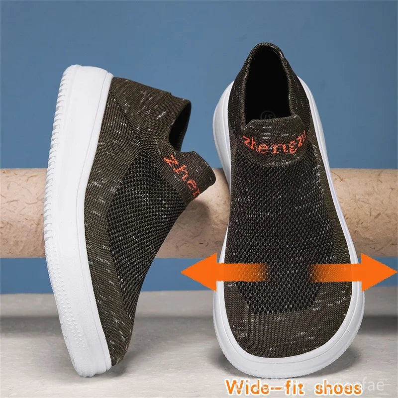 Unisex Wide Foot Sports Shoes | Breathable Slip-On Walking Sneakers