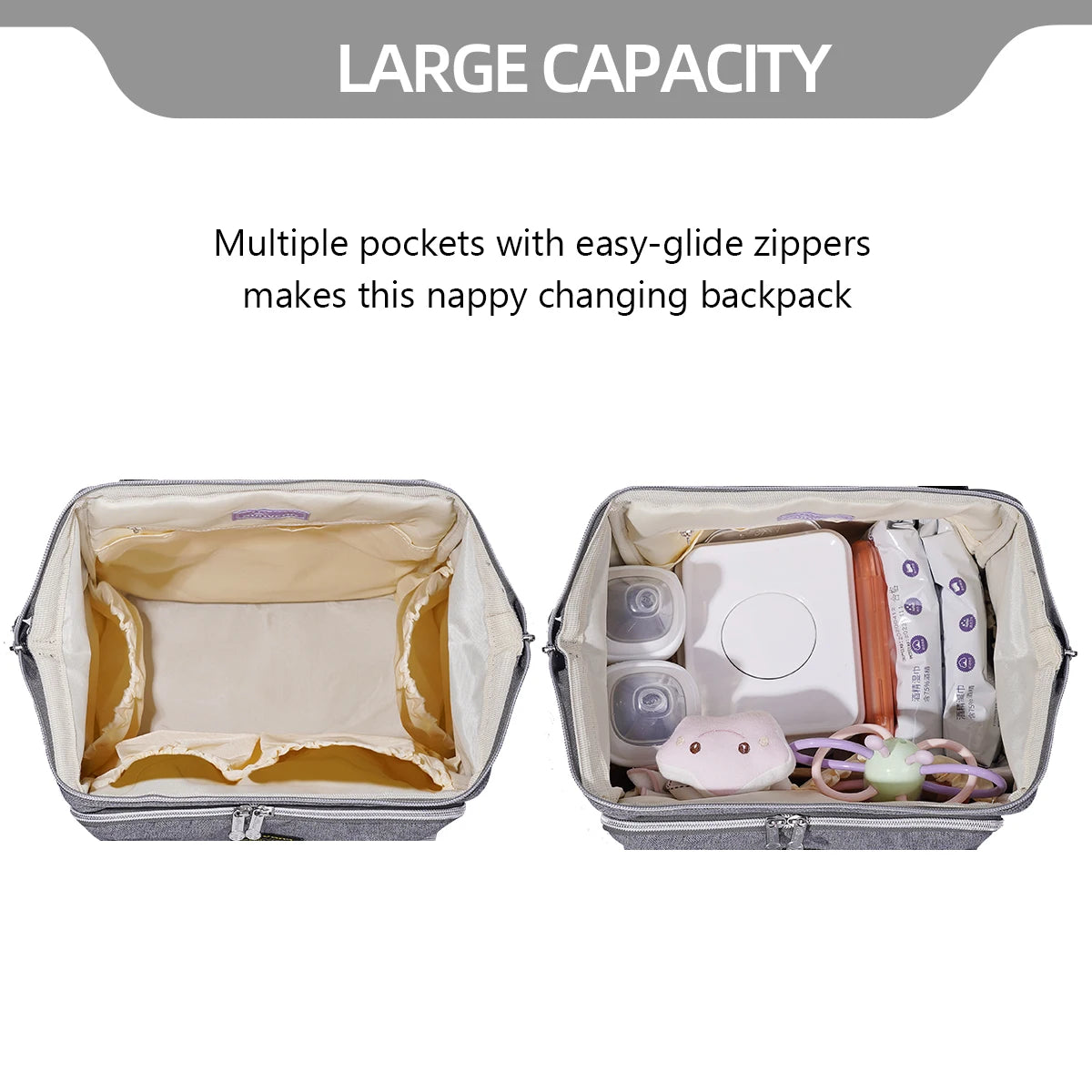 Mochila pañalera multifuncional elegante | Bolso de gran capacidad para bebé
