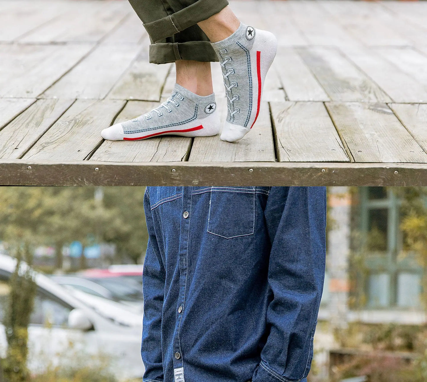 Men's Casual Denim Pattern Socks | Stylish Ankle Comfort