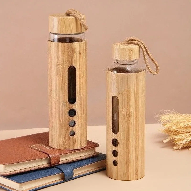 Eco-Friendly Borosilicate Glass Water Bottle with Bamboo Sleeve