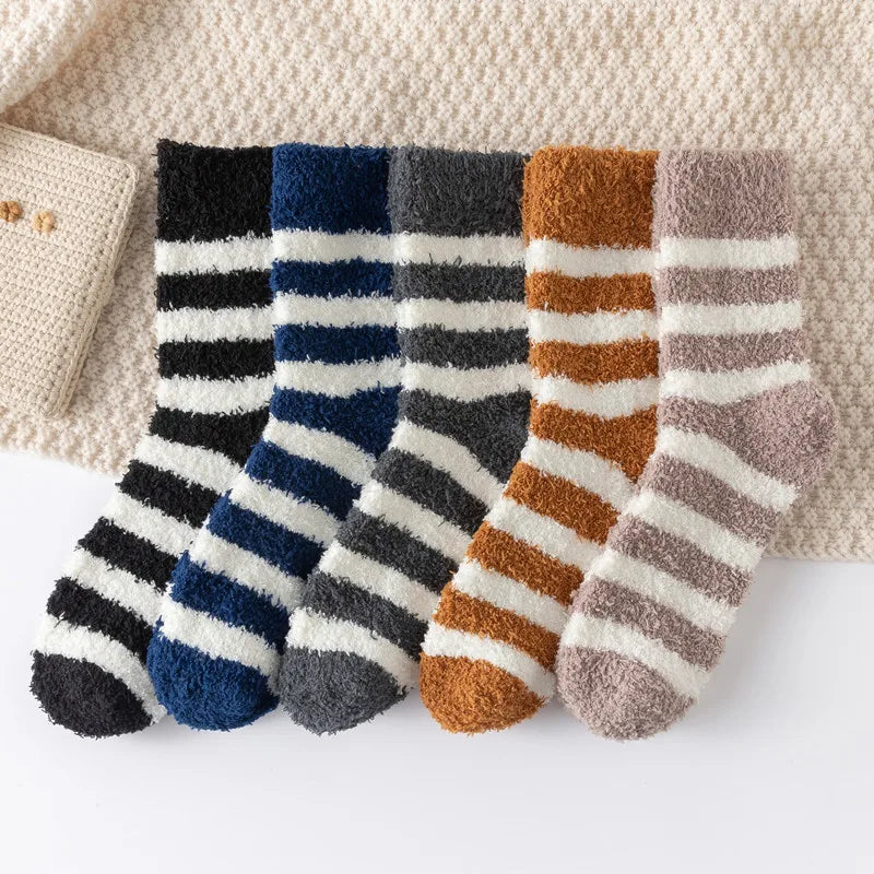 Cozy Striped Winter Plush Socks for Men & Women | Warm Comfort