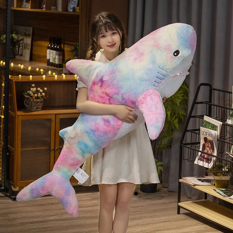 Giant Cute Colorful Shark Plush Toy | Soft Animal Pillow Cushion