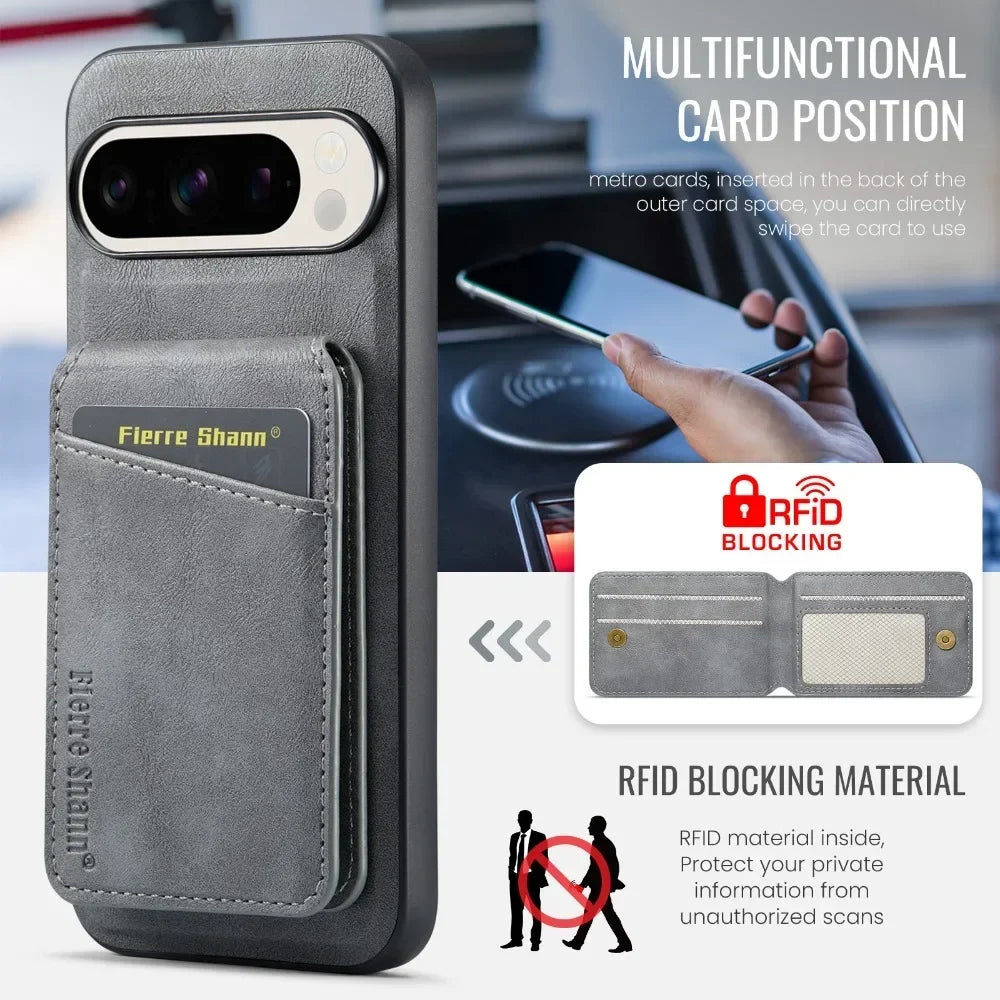 Detachable 2 in 1 Leather Wallet Case for Google Pixel | Card Holder