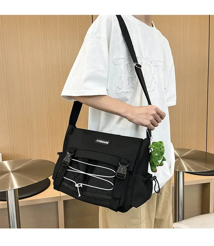 Bolso cruzado de nailon elegante para adolescentes | Bandolera multibolsillos