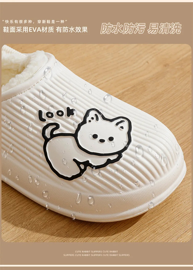 Unisex Waterproof Plush-Lined Slippers | Cozy Indoor Comfort Shoes