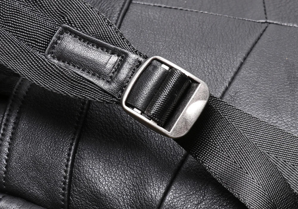 Men's Genuine Leather Double-Shoulder Backpack | Large Laptop Travel Bag