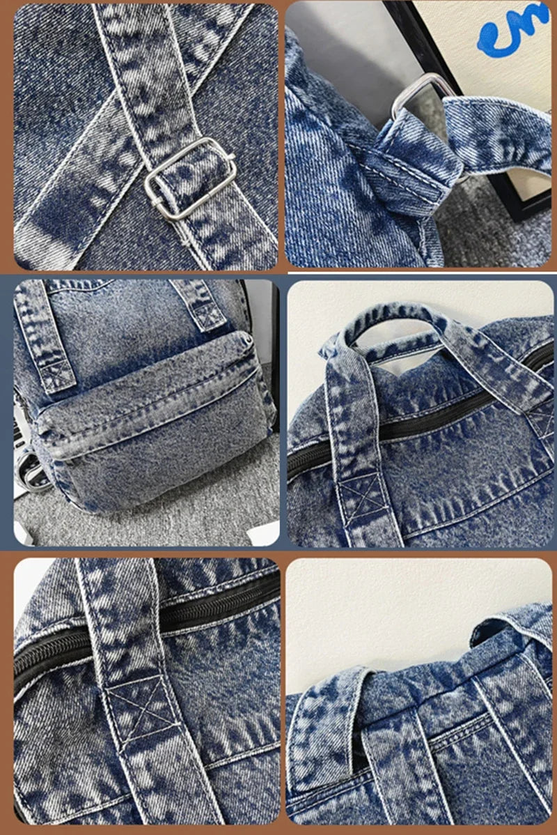 Casual Denim Backpack | Large Capacity Laptop Bag for School & Travel