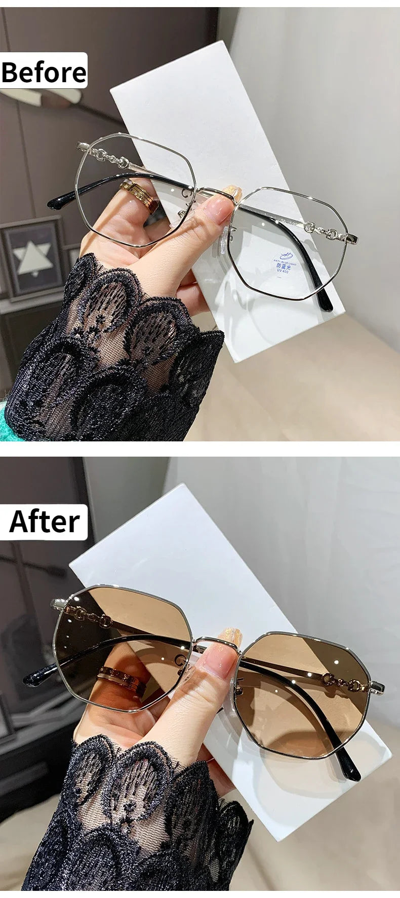 Oversized Photochromic Myopia Eyewear | Stylish Comfort & Relief
