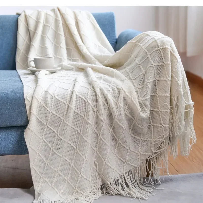 Soft Knitted Shawl Blanket | Cozy Travel & Home Essential