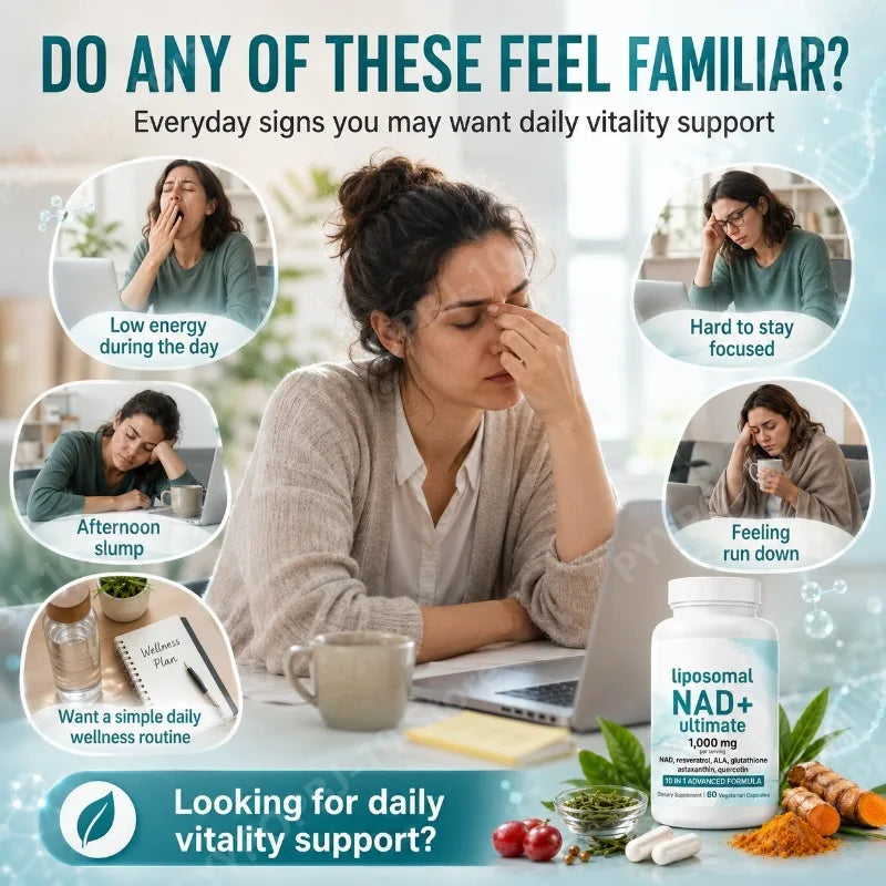 Liposomal NAD+ 1000mg 10 in 1 Formula | Daily Vitality Capsules