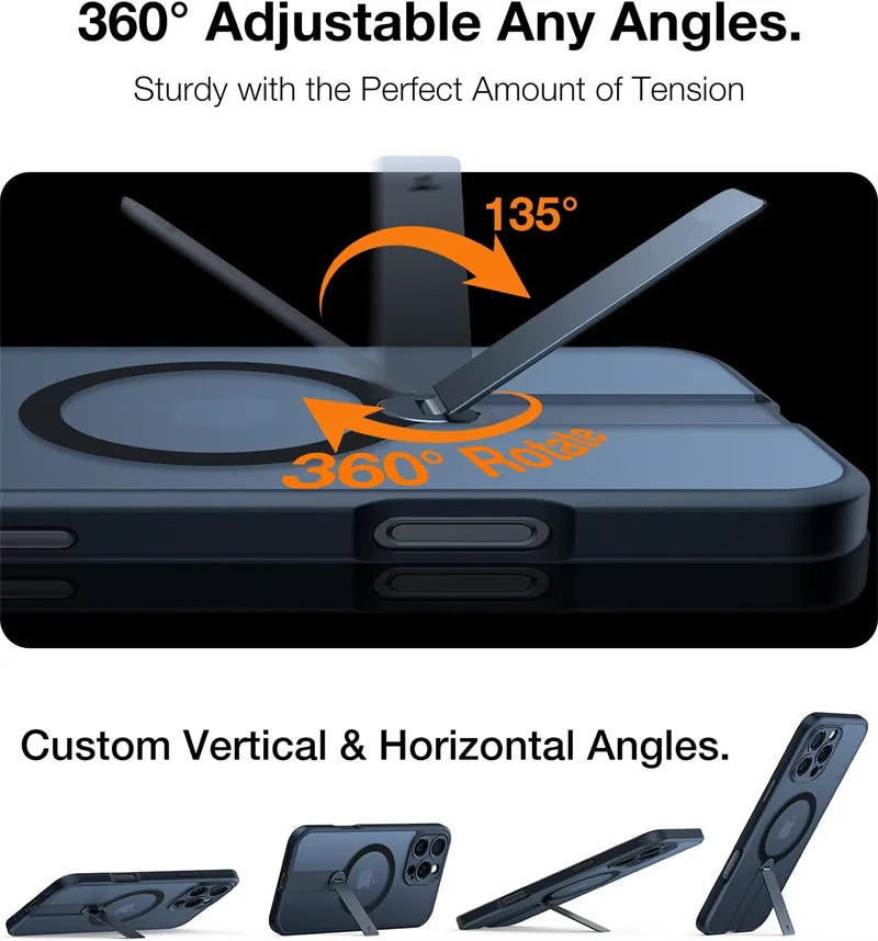 360 Hidden Metal Stand Magnetic Case for iPhone | Ultimate Protection