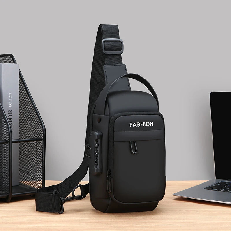 Men's Anti-Theft Sling Bag | USB Charging Crossbody Pack