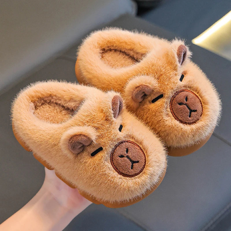 Kids' Capybara Cartoon Plush Slippers | Soft & Cozy Indoor Shoes