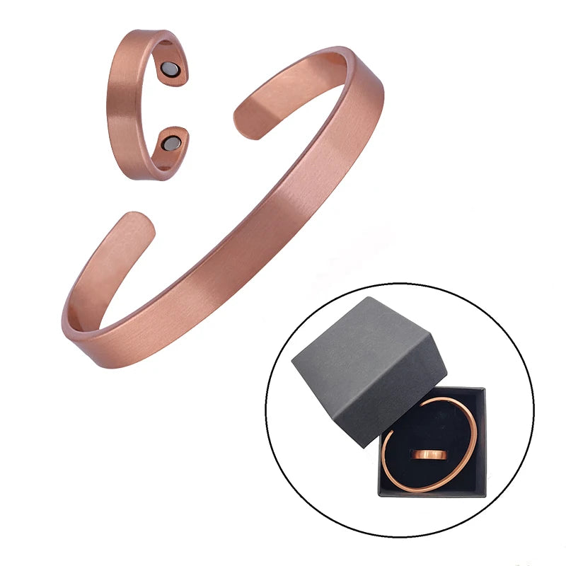 Pure Copper Magnetic Bracelets & Rings for Health & Style