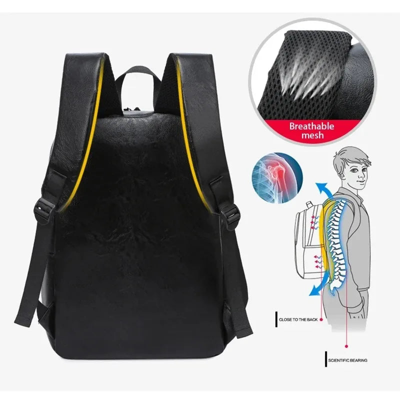 Men's Executive PU Leather Backpack | Stylish Office & Travel Bag