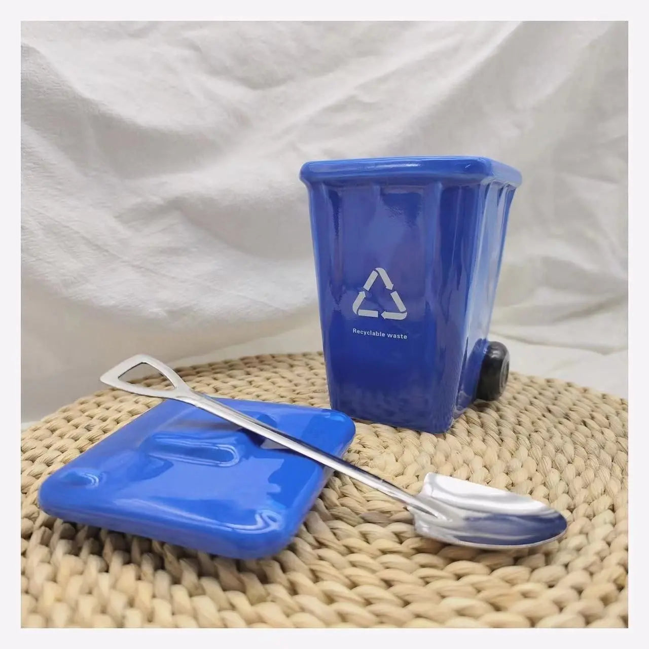 Funny Ceramic Trash Can Mug | Trendy Office Coffee Cup