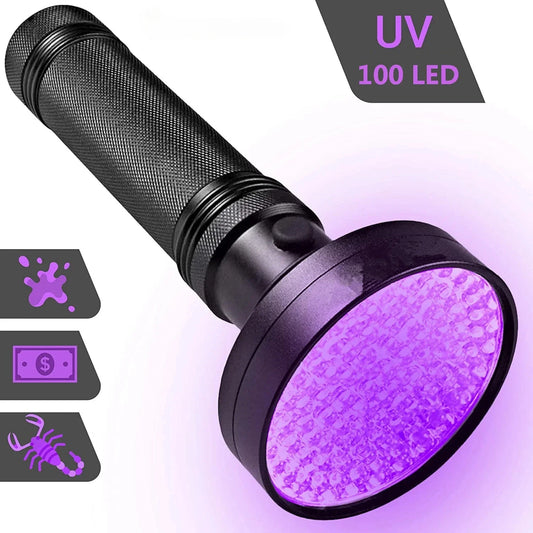 100 LED UV Flashlight | Powerful Ultraviolet Detection Torch