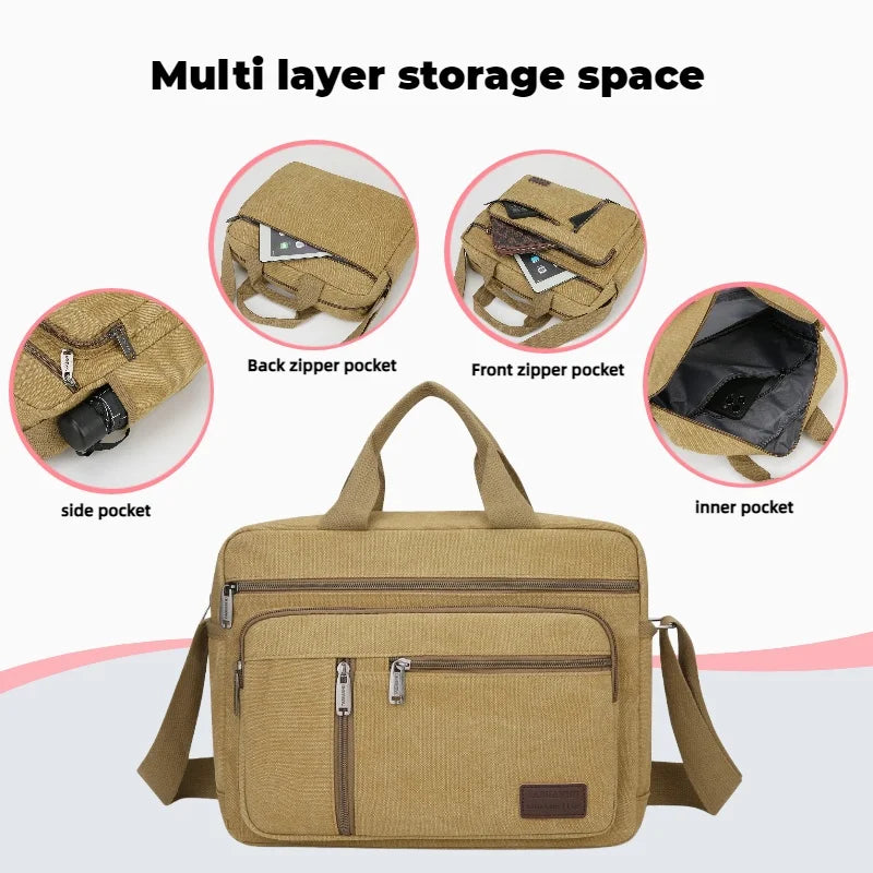 Men's Casual Canvas Shoulder Bag | Lightweight Crossbody Tote